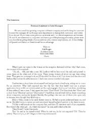 English Worksheet: Reading comprehension and exercises