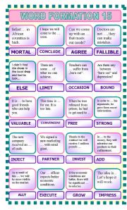 English Worksheet: Word formation 15