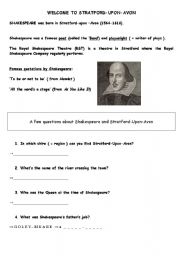 English Worksheet: my trip to england 12:  a day in stratford upon avon