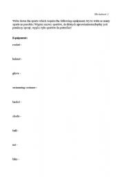 English Worksheet: Sports