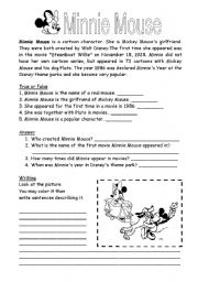 English Worksheet: Minnie Mouse