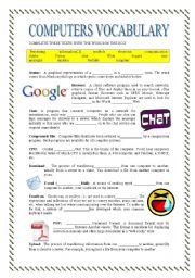 English Worksheet: computers vocabulary