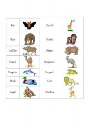English worksheet: animal domino