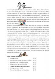 English Worksheet: relationships