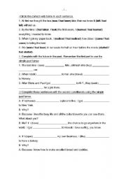 English worksheet: Simple Past Tense & Past Perfect Tense