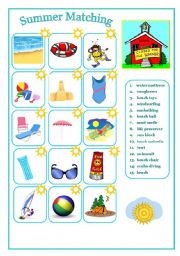 English Worksheet: Summer Matching