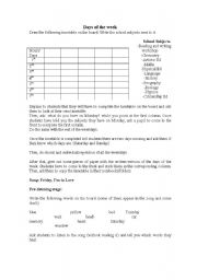 English worksheet: Days of the week: Friday, Im in Love