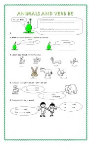 English worksheet: Verb be + Pets