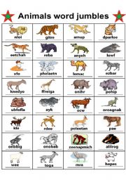 animal word jumbles