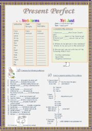 English Worksheet: Present Perfect  YET JUST