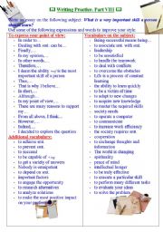 English Worksheet: Writing practice for TOEFL/IELTS exams. Useful expressions and vocabulary. Part VIII.