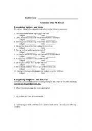 English worksheet: Identifying subjects and verbs