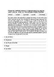 English worksheet: reported speech