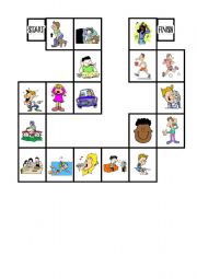 English Worksheet: ACTION VERBS Visual Board Game BIG SIZE