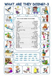English Worksheet: WHAT ARE THEY DOING?-3