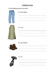 English worksheet: Clothing