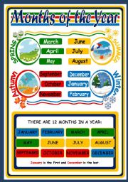 English Worksheet: MONTHS AND SEASONS - POSTER