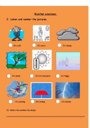 English Worksheet: Listening: Whats the weather like?