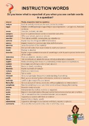 English Worksheet: INSTRUCTION WORDS