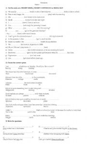 REVISION of Present Simple, Present Continuous, Simple Past and Vocabulary