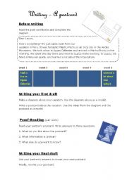 English Worksheet: Writing - A postcard