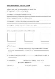 English worksheet: states of matter