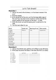 English worksheet: Lets talk Greek