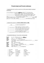 English Worksheet: mini test in present simple and continuous