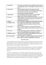 English Worksheet: TV programs