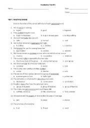 English Worksheet: Vocabulary test