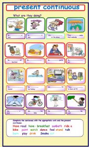 English Worksheet: present continuous