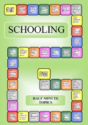 English Worksheet: Schooling - boardgame or pairwork (34 questions for discussion)