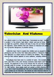 English Worksheet: Television and violence