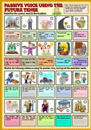 English Worksheet: Passive voice using the future tense  Part 1+ KEY