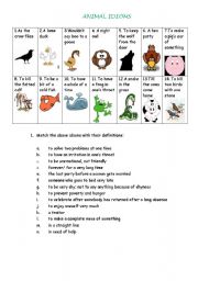 English Worksheet: animal idioms - pairwork