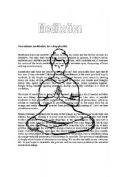 English Worksheet: One minute meditation for a happier life