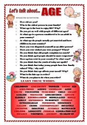 English Worksheet: LETS TALK ABOUT AGE (SPEAKING SERIES 33)