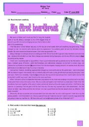 English Worksheet: Test - My first heartbreak