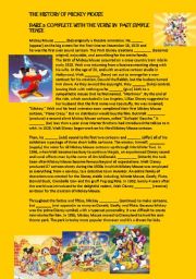 English Worksheet: the history of mickey mouse complete with the verbs in past simple tense