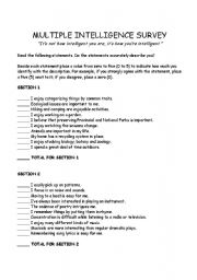 English Worksheet: Multiple Intelligences