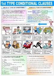 English Worksheet: FIRST TYPE CONDITIONAL CLAUSES