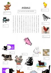 English worksheet: Animals wordsearch