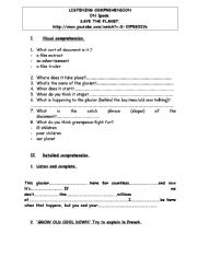 English Worksheet: Global warming/ A greenpeace video