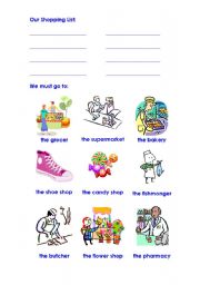 English worksheet: Shopping List