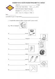 English test - 5th grade. Demonstrative pronouns