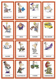 English Worksheet: JOBS MEMORY CARDS SET 1/2