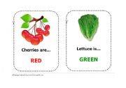 English Worksheet: colours through animals and food flashcards