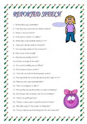 English Worksheet: REPORTED SPEECH