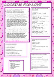 English Worksheet: LOOKING FOR LOVE (READING COMPREHENSION)