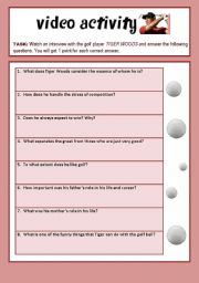 English worksheet: Questions Related to TIGER WOODS when interviewed by Ed Bradley